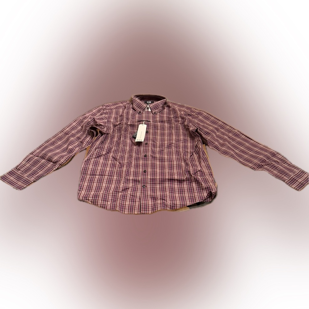 Brand New Cutter and Buck Men's Plaid Shirt - Purple
